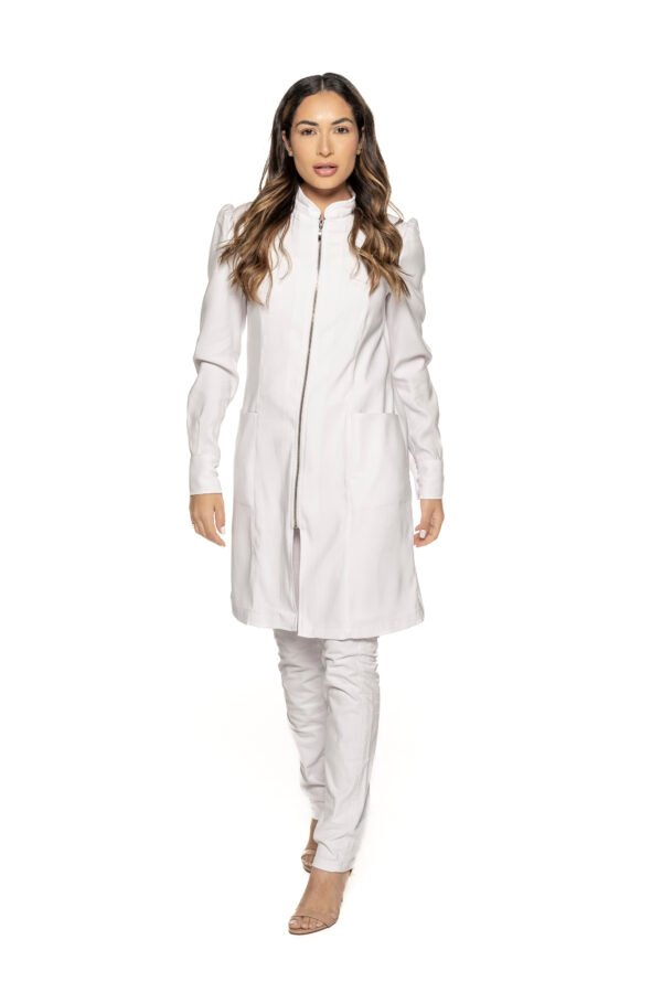 Jaleco Violeta de Zíper Bufante Feminino - Branco - Image 2