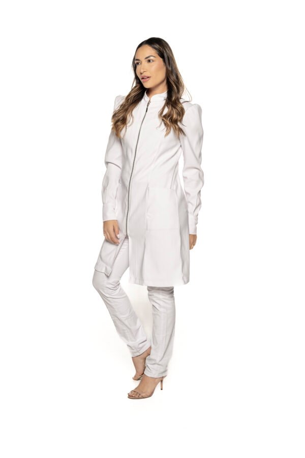 Jaleco Violeta de Zíper Bufante Feminino - Branco - Image 5