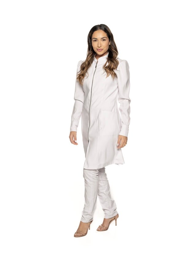 Jaleco Violeta de Zíper Bufante Feminino - Branco - Image 3