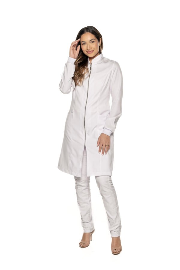 Jaleco Violeta de Zíper Feminino - Branco - Image 5