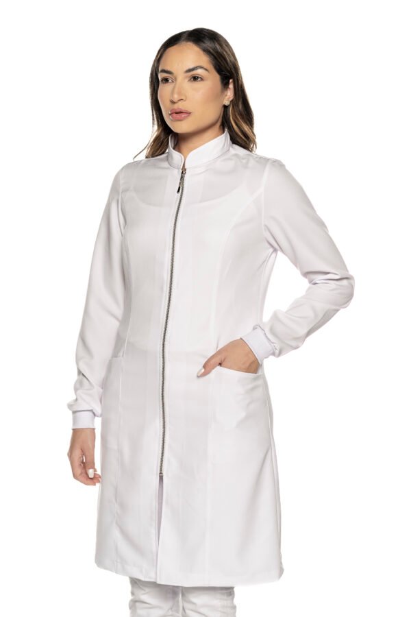 Jaleco Violeta de Zíper Feminino - Branco - Image 2