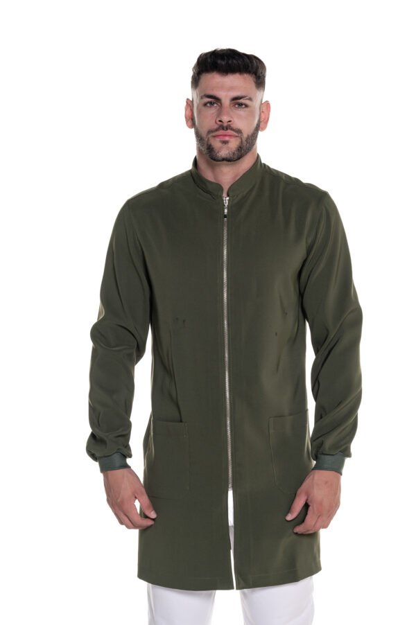 Jaleco Girassol Zíper Ribana Masculino - Verde Militar - Image 3