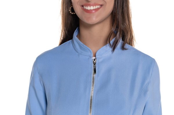 Jaleco Violeta de Zíper Feminino New Span - Azul Claro - Image 5