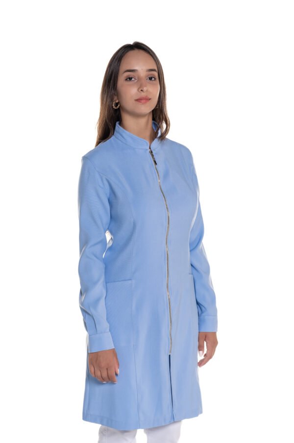 Jaleco Violeta de Zíper Feminino New Span - Azul Claro - Image 3