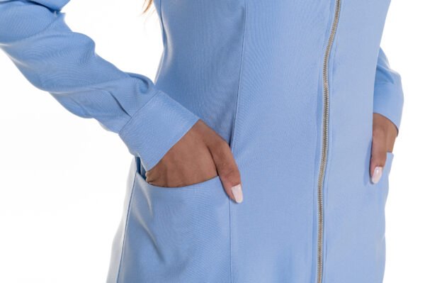 Jaleco Violeta de Zíper Feminino New Span - Azul Claro - Image 6