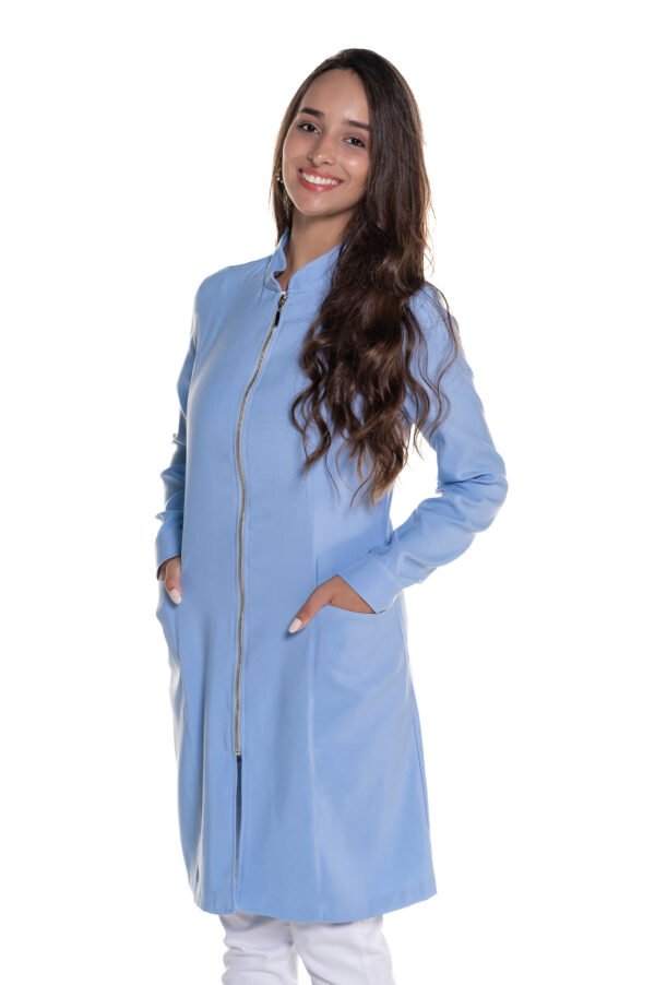 Jaleco Violeta de Zíper Feminino New Span - Azul Claro - Image 2