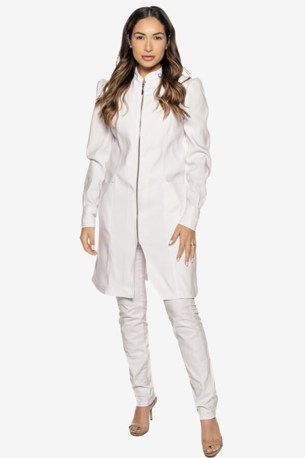 Jaleco Violeta de Zíper Bufante Feminino - Branco