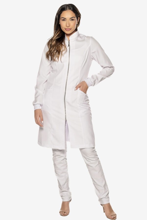 Jaleco Violeta de Zíper Feminino - Branco